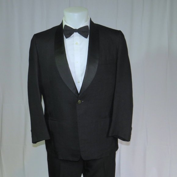 Rogers Peet Vintage Matka Silk Black Shawl Collar One Button Tuxedo 38S - Picture 4 of 14